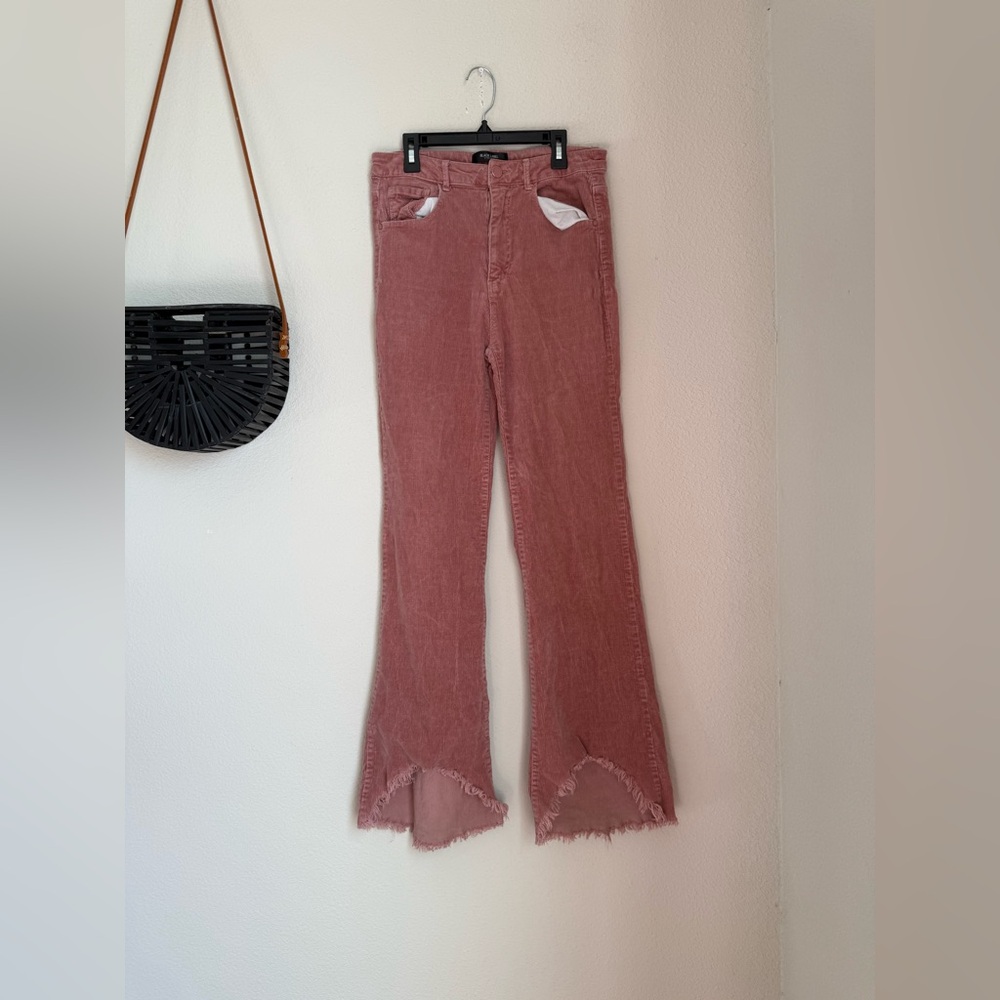 Black Label Cest Toi Pink Flare Jeans with Frayed Hem, Size 11
